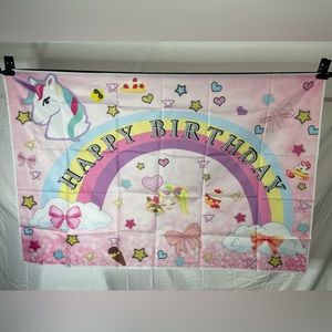 Unicorn Theme happy Birthday Backdrop banner 3x5ft